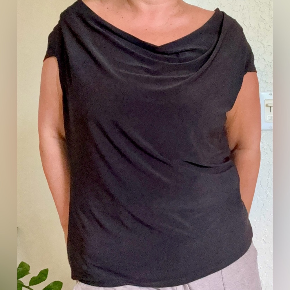 White House Black Market Draped Black Blouse